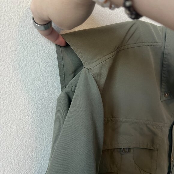 Quest Lightweight Olive Green Button Down Long Sleeve Fishing Shirt Size XL - Picture 8 of 11